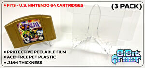 3 Cartridge Protectors for Nintendo 64 N64 Cart Game Clear Display Cases